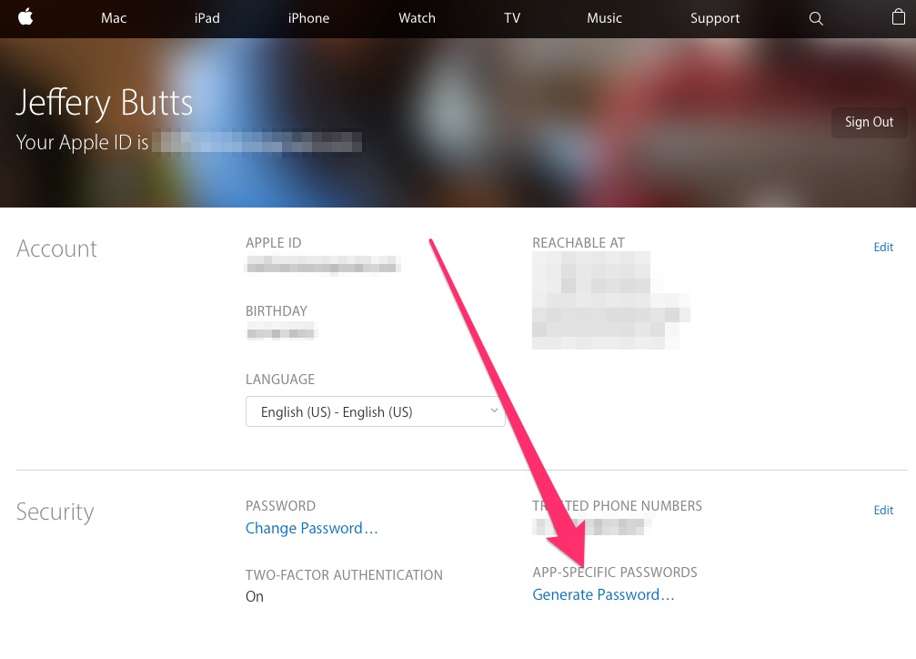 App specific password mac